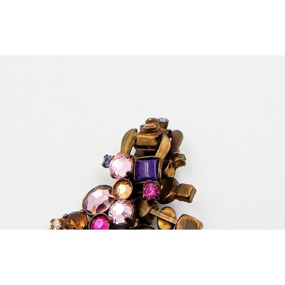 Sorrelli Multi Crystal Pink Shades Colored Stones Bracelet Antiqued Brass Tone - Picture 11 of 11